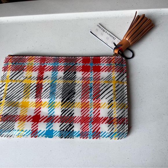Dooney and Bourke Plaid tartan leather tassel clutch. NWT - Picture 3 of 4